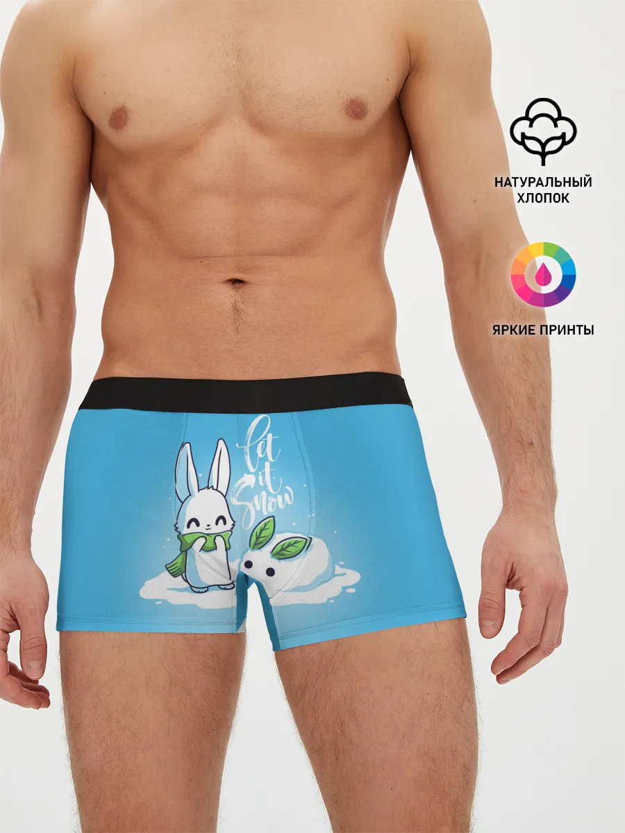 Мужские трусы боксеры / Let it snow. Зайчик и снежок