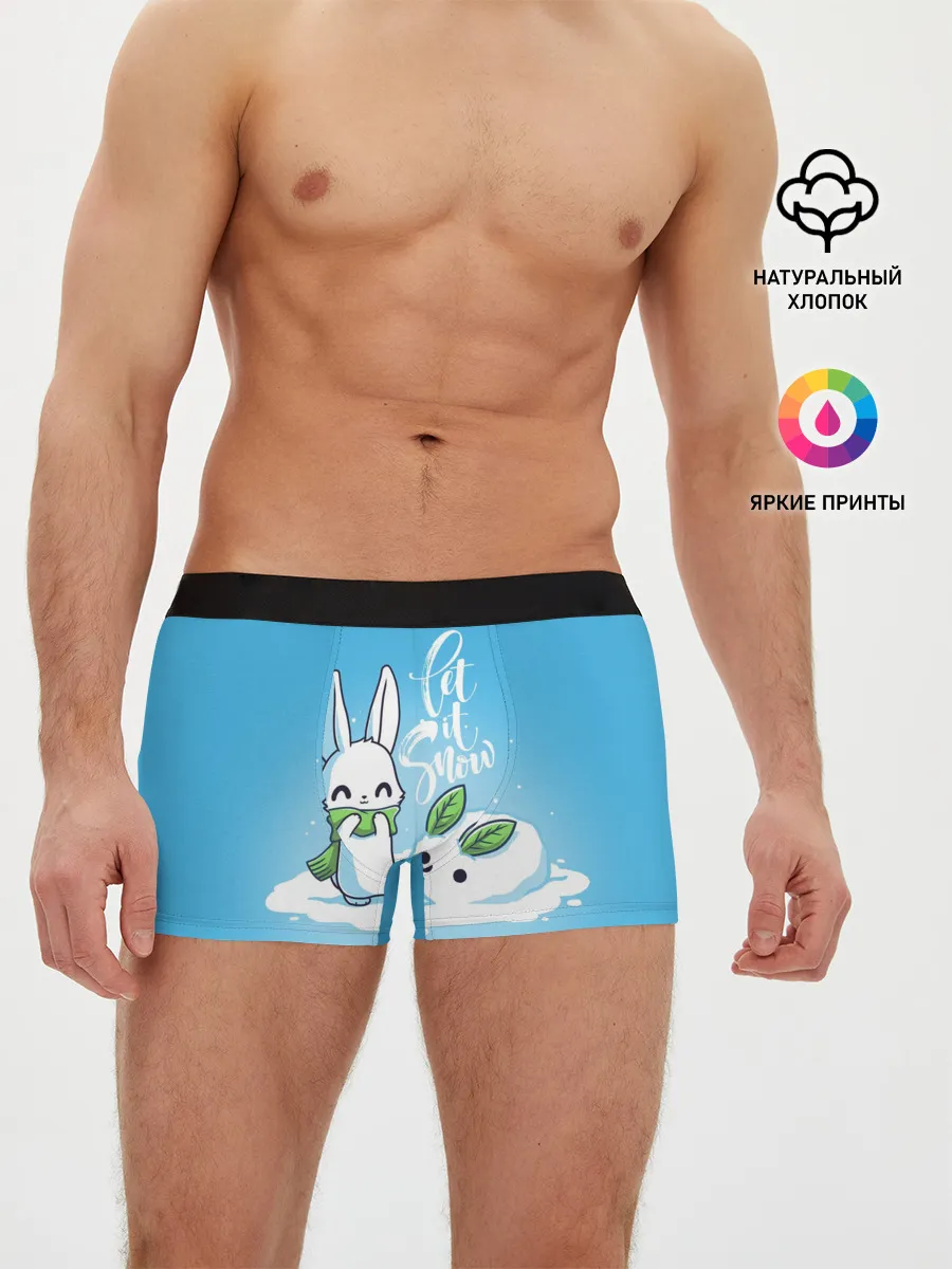 Мужские трусы боксеры / Let it snow. Зайчик и снежок