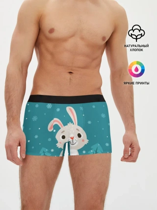 Мужские трусы боксеры / Новогодний зайчик