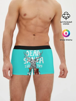 Мужские трусы боксеры / Олень в свитере с оленями