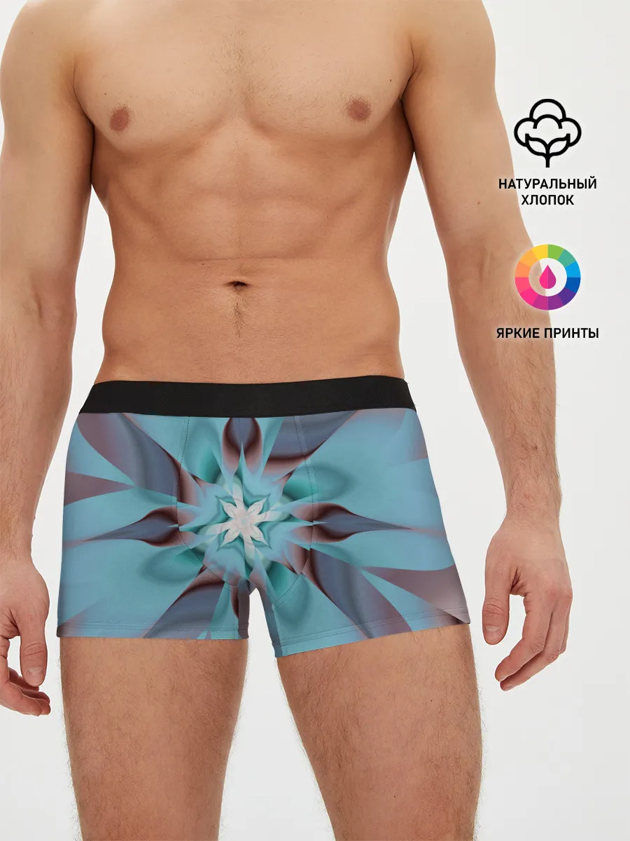 Мужские трусы боксеры / Абстрактный цветок. Голубой.