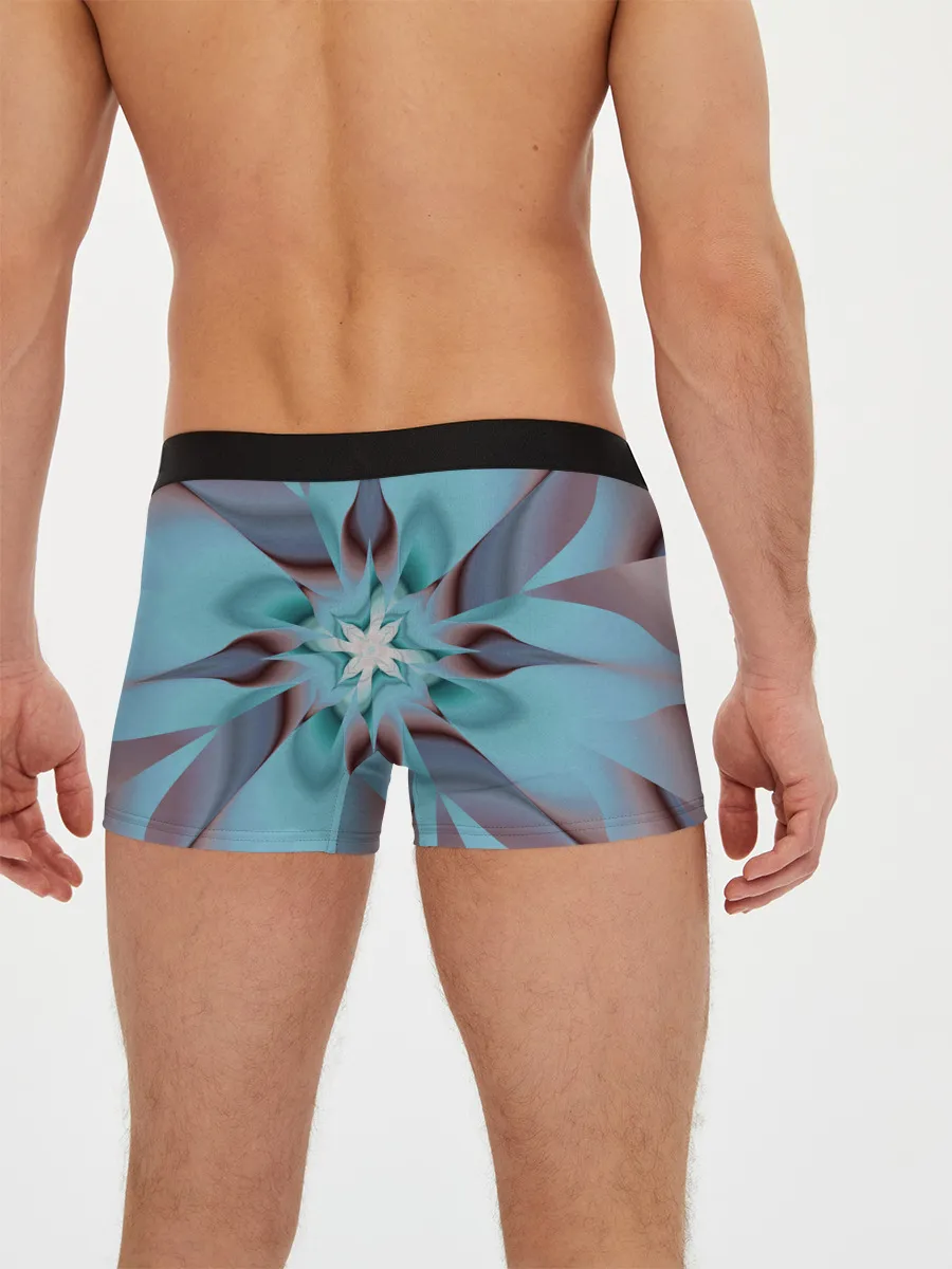 Мужские трусы боксеры / Абстрактный цветок. Голубой.