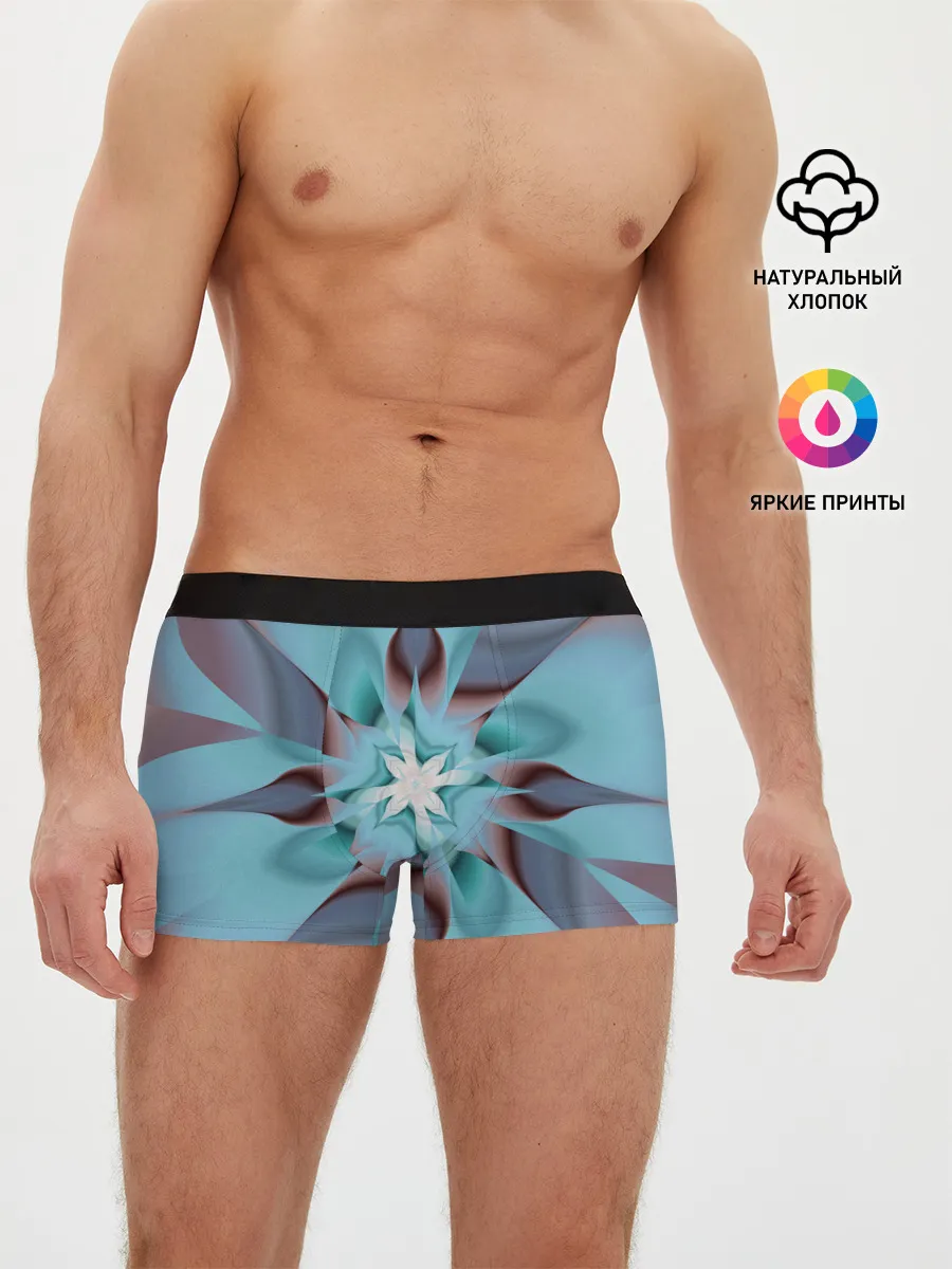 Мужские трусы боксеры / Абстрактный цветок. Голубой.