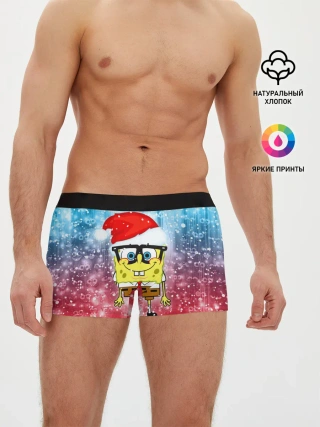 Мужские трусы боксеры / Новогодний Спанч Боб