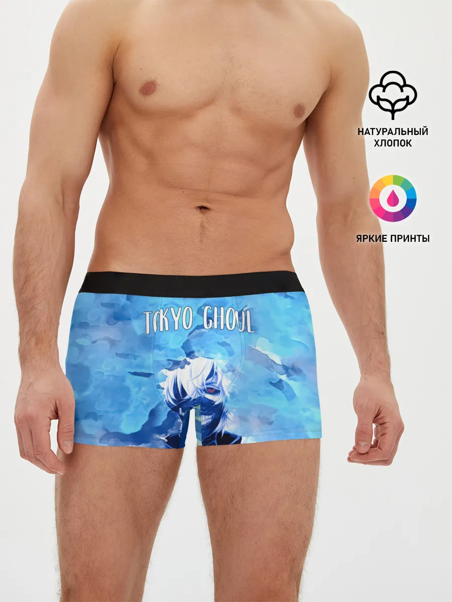 Мужские трусы боксеры / Kaneki Ken на синем фоне