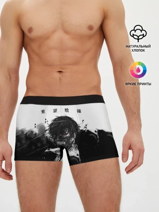 Мужские трусы боксеры / Канеки Кен черно-белый