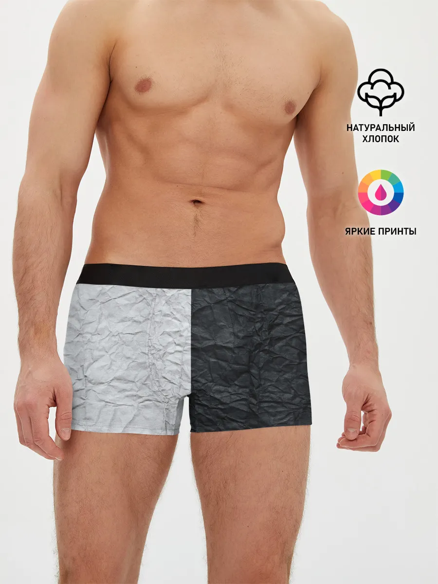 Мужские трусы боксеры / Мятая Черно-Белая Бумага
