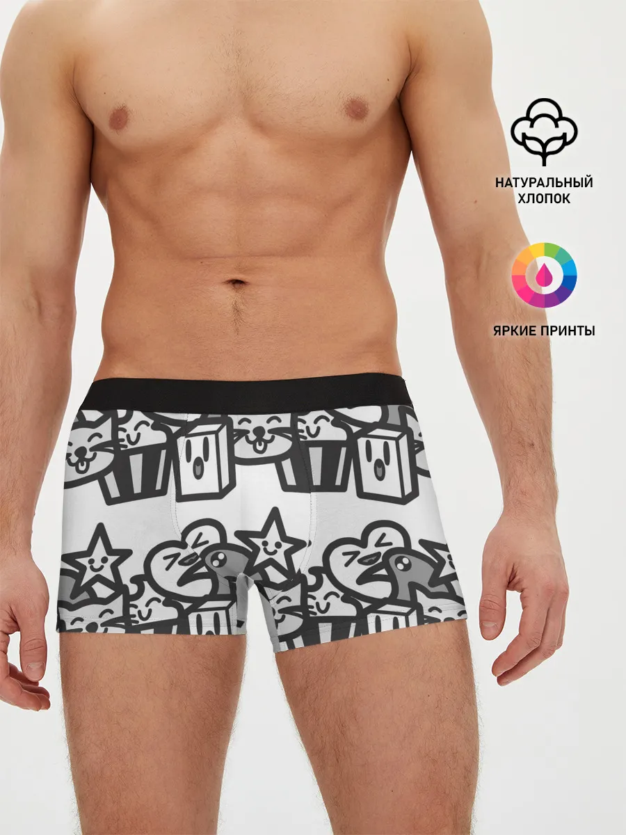 Мужские трусы боксеры / Чёрно-белые дудлы