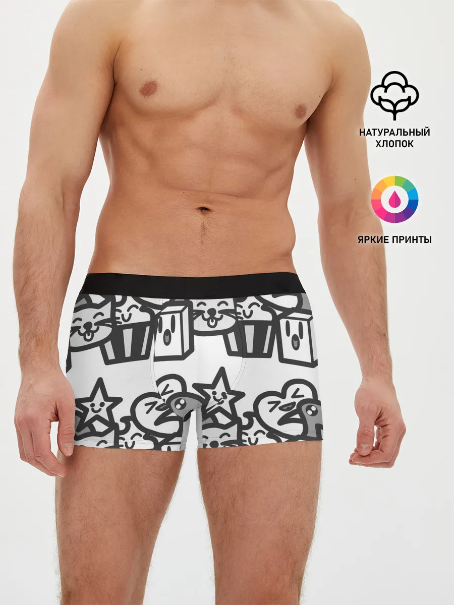 Мужские трусы боксеры / Чёрно-белые дудлы