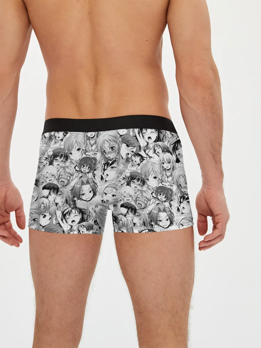 Мужские трусы боксеры / KAGUYA AHEGAO чернобелое / КАГУЯ АХЕГАО