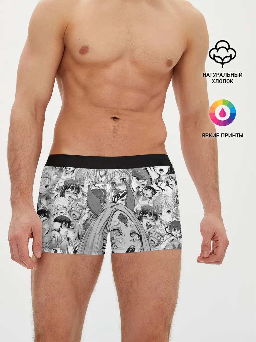 Мужские трусы боксеры / KAGUYA AHEGAO чернобелое / КАГУЯ АХЕГАО