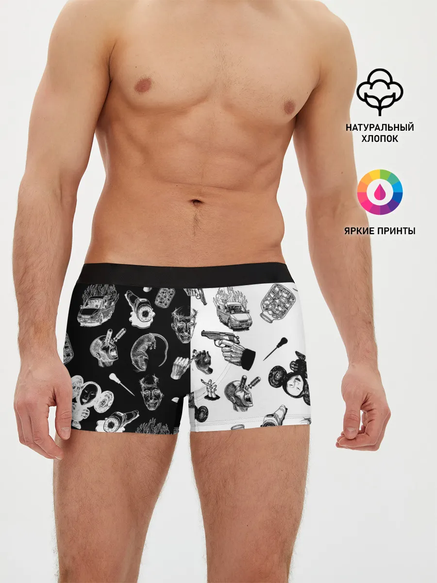 Мужские трусы боксеры / КРОВОСТОК ТАТУИРОВКИ ЧБ