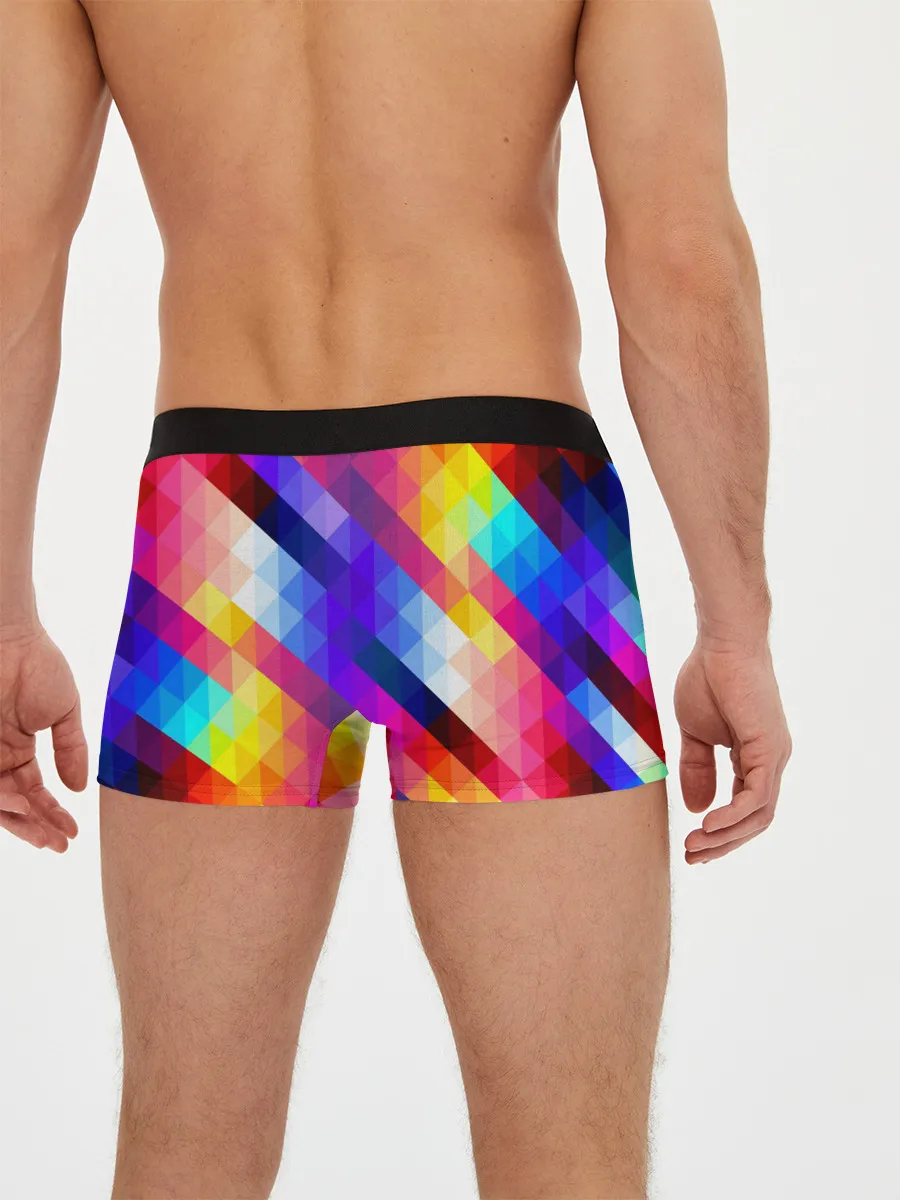 Мужские трусы боксеры / Пиксельная радуга