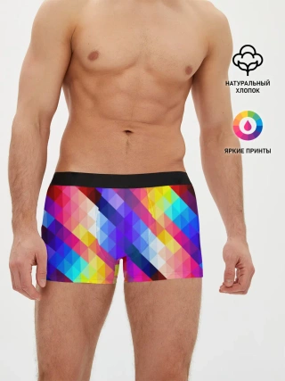 Мужские трусы боксеры / Пиксельная радуга