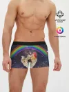 Мужские трусы боксеры / Мопс на курице в космосе