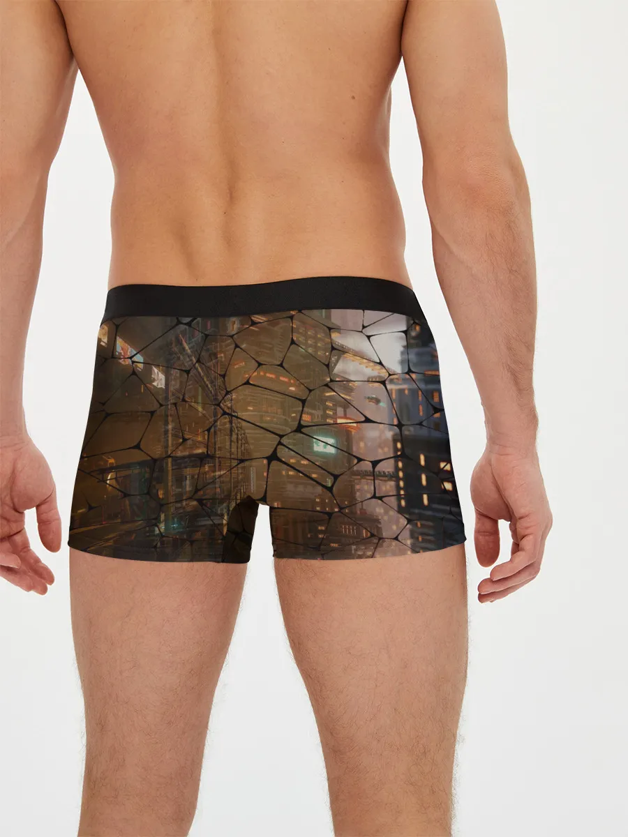 Мужские трусы боксеры / Киберпанк - Город в паутинке