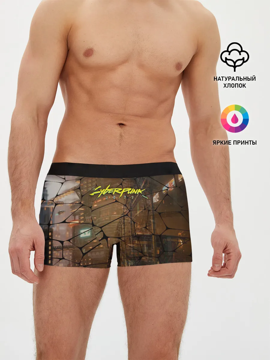 Мужские трусы боксеры / Киберпанк - Город в паутинке