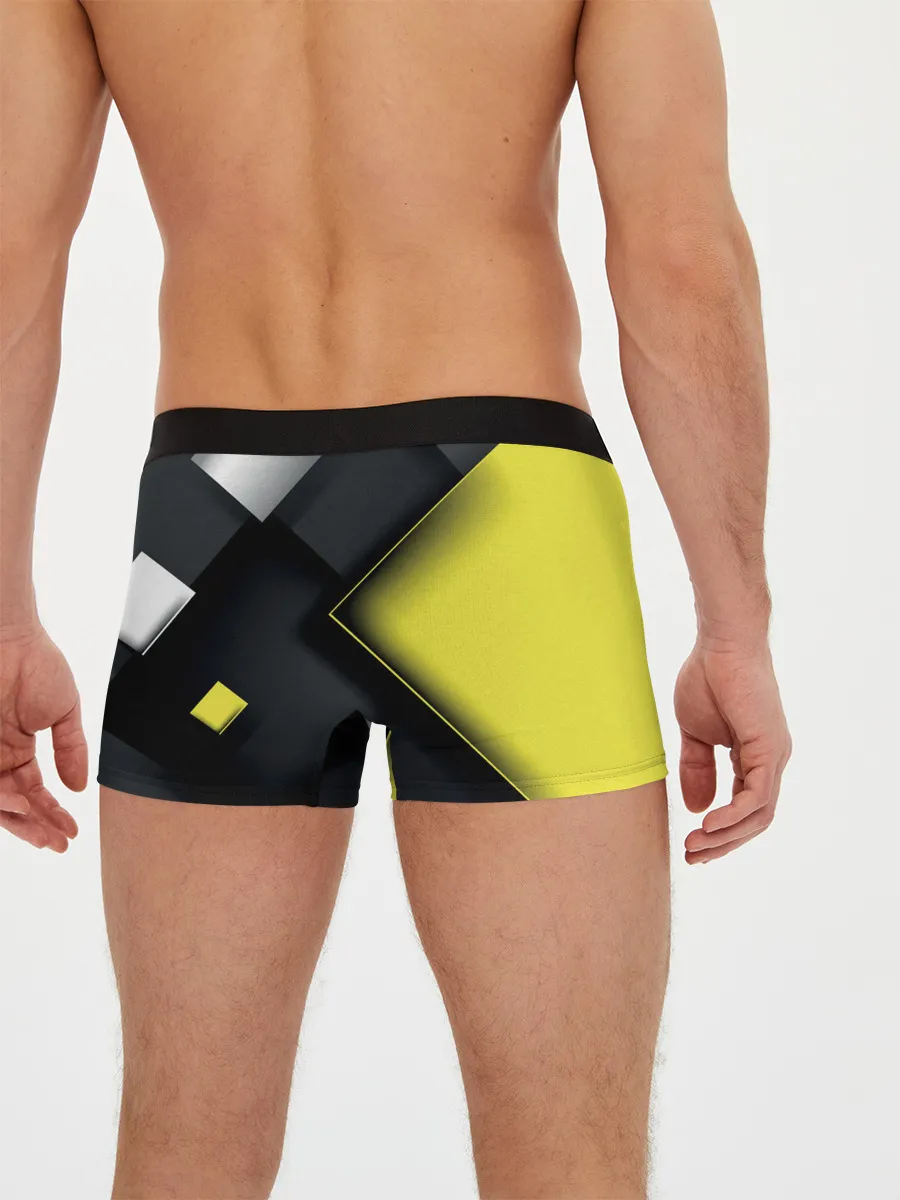 Мужские трусы боксеры / Желто черный ромб