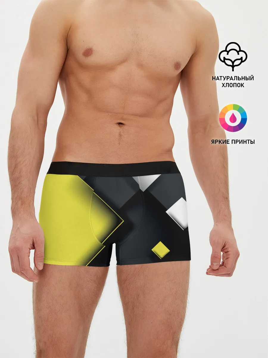 Мужские трусы боксеры / Желто черный ромб