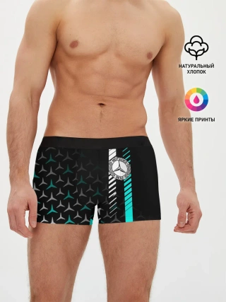Мужские трусы боксеры / МЕРСЕДЕС / AQUA BLACK GRADIENT