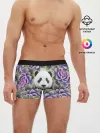 Мужские трусы боксеры / Панда среди цветов