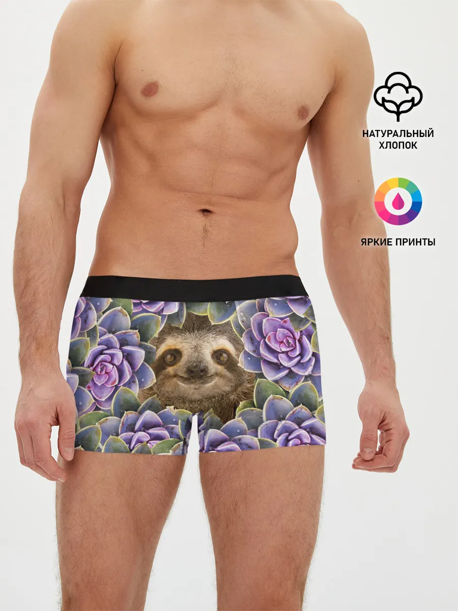 Мужские трусы боксеры / Ленивец среди цветов