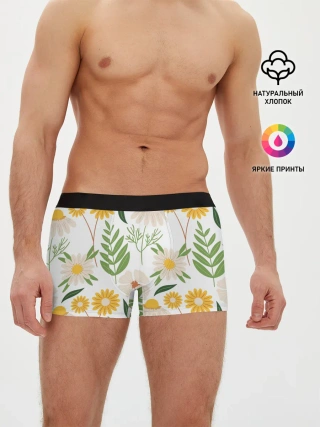 Мужские трусы боксеры / Цветы и листья