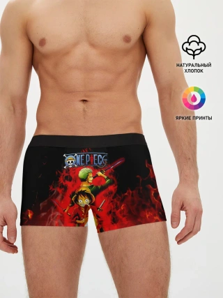 Мужские трусы боксеры / Зоро и Луффи в огне One Piece