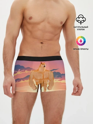 Мужские трусы боксеры / Мем собака качок DOGE