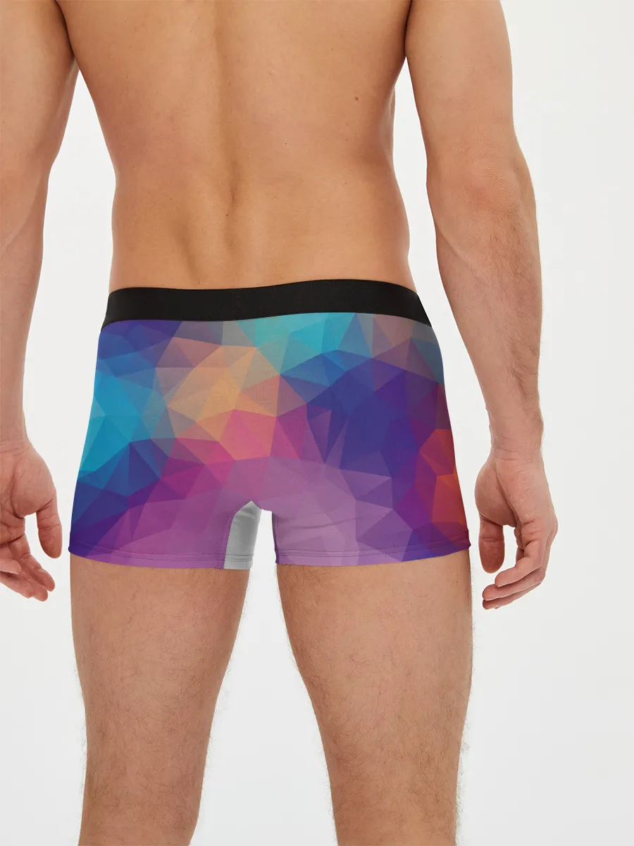 Мужские трусы боксеры / Цветные полигоны - Градиент
