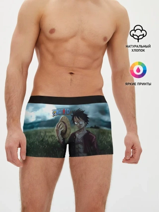 Мужские трусы боксеры / Луффи в поле. One Piece
