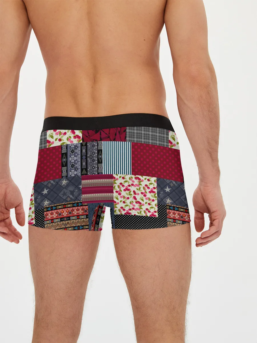 Мужские трусы боксеры / Деревенский стиль. Пэчворк.