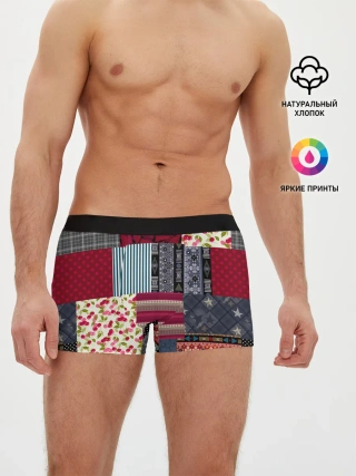 Мужские трусы боксеры / Деревенский стиль. Пэчворк.