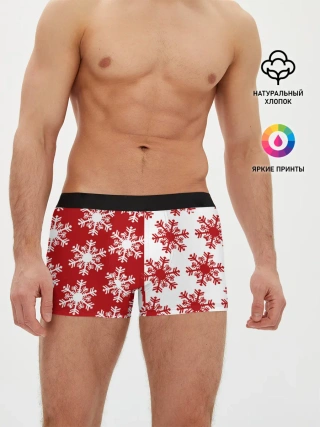 Мужские трусы боксеры / Новогодние Снежинки 2022