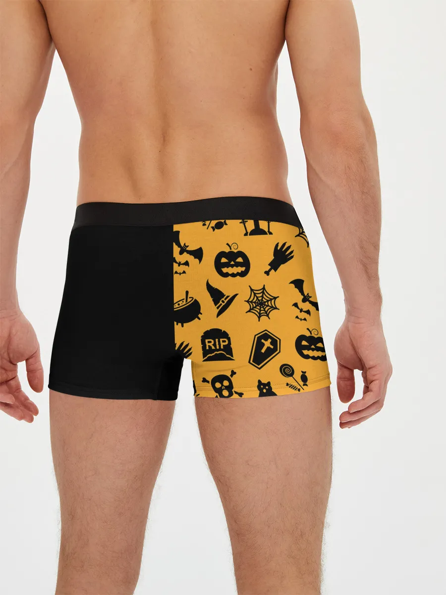 Мужские трусы боксеры / ЧЕРНО-ОРАНЖЕВЫЙ ХЭЛЛОУИН
