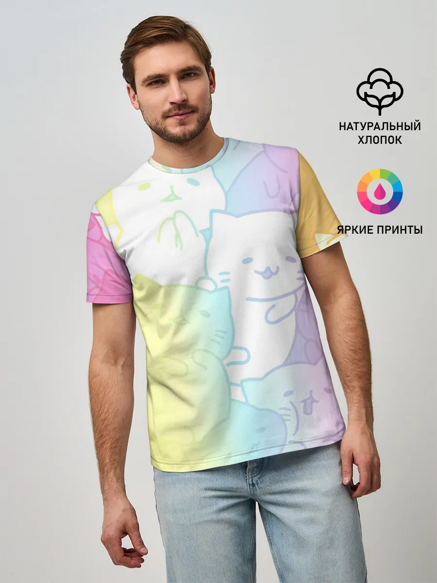 Мужская базовая футболка / Котоколлаж 05