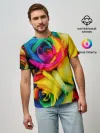 Мужская базовая футболка / Разноцветные розы
