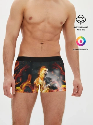 Мужские трусы боксеры / РОБЕРТ ЛЕВАНДОВСКИ / ОГОНЬ