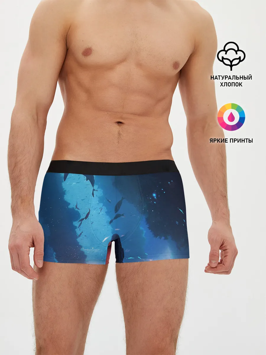 Мужские трусы боксеры / Подводный мир | Силуэт