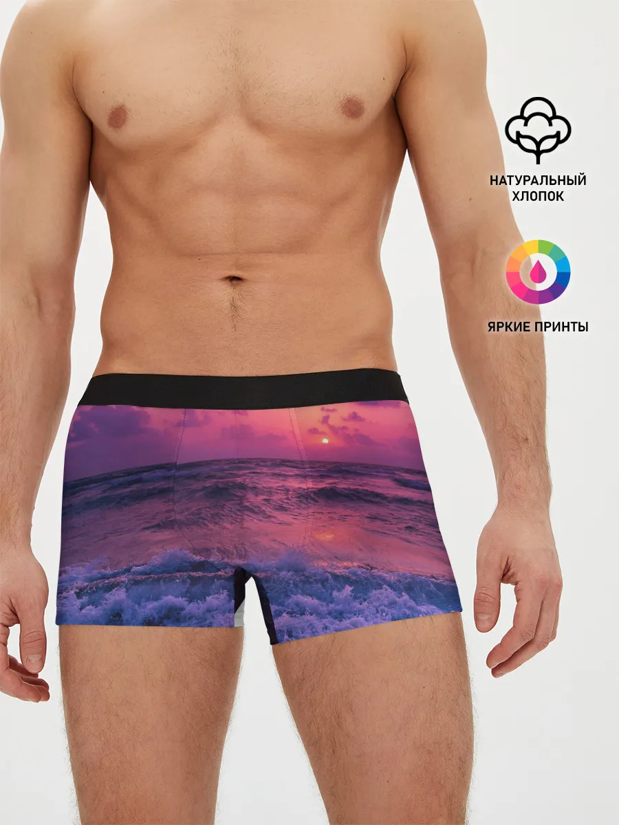 Мужские трусы боксеры / Закат на берегу