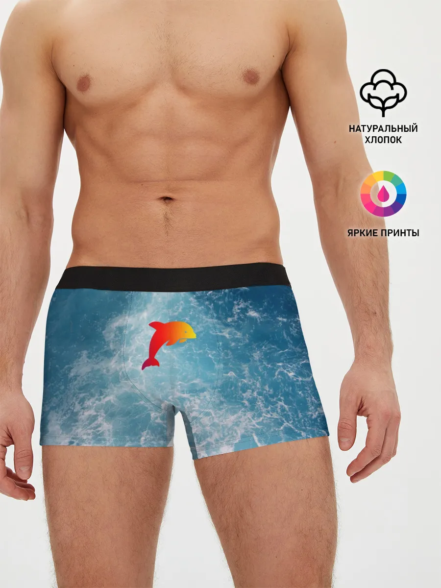 Мужские трусы боксеры / Дельфин в море