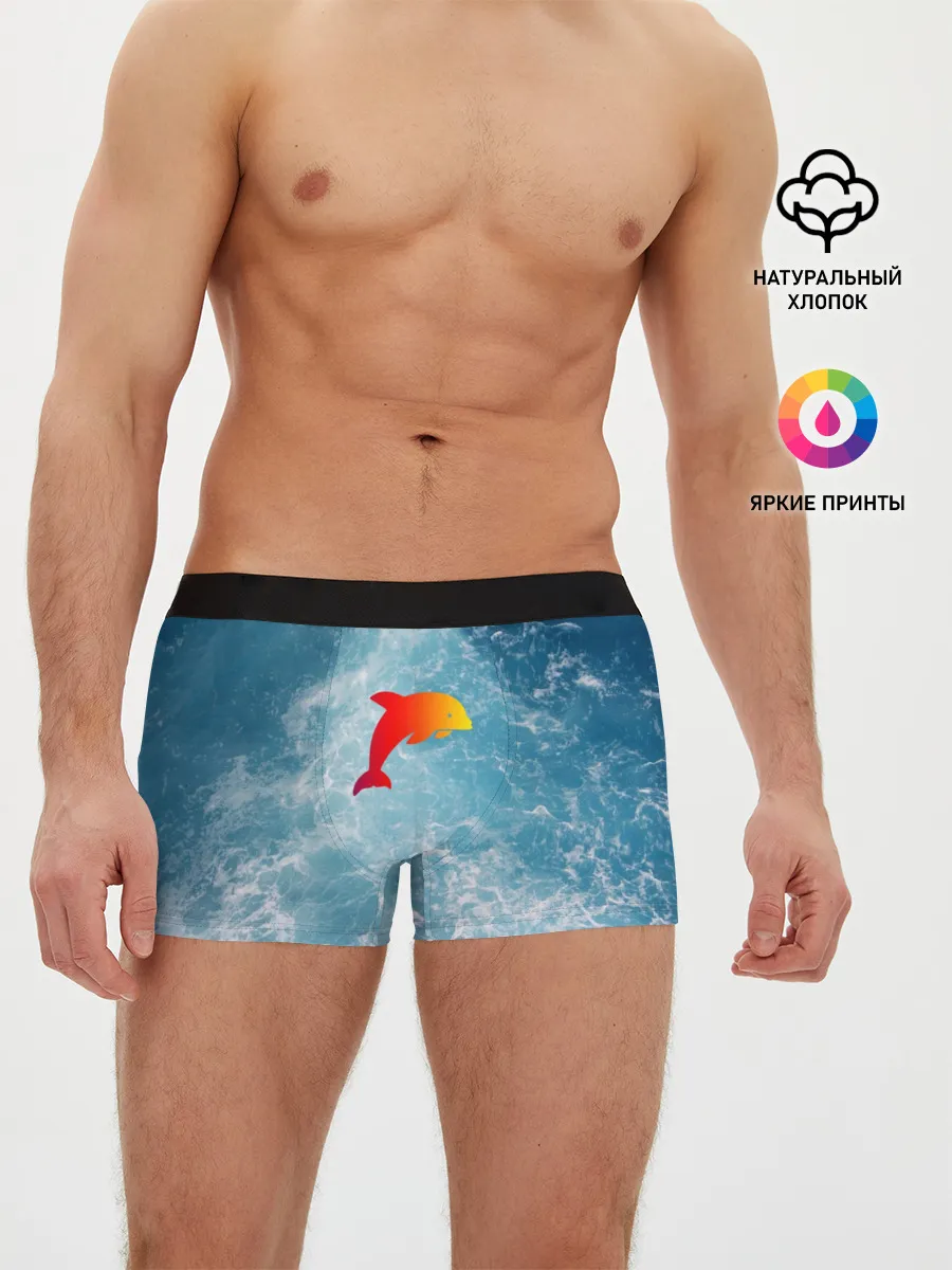 Мужские трусы боксеры / Дельфин в море