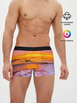 Мужские трусы боксеры / Закат на пляже
