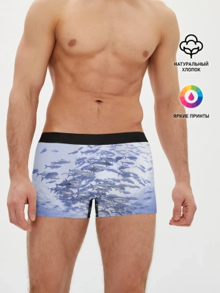 Мужские трусы боксеры / Косяк рыбы