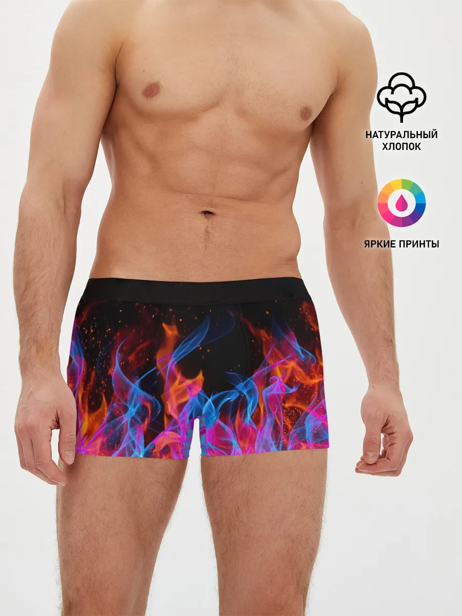 Мужские трусы боксеры / ТРИ ОГНЯ / FIRE / СИНИЙ ОГОНЬ