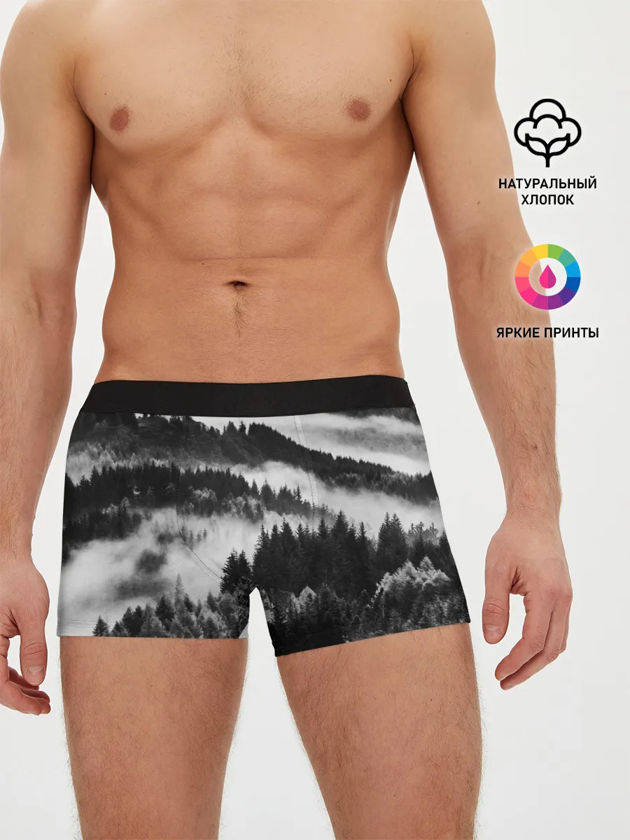 Мужские трусы боксеры / ТУМАННЫЙ ЛЕС / МРАЧНЫЙ ЛЕС