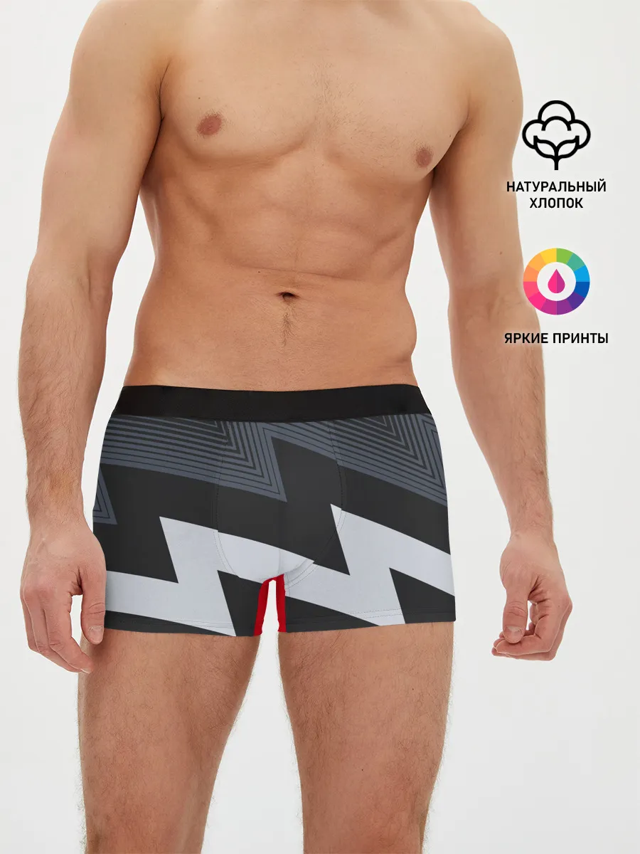 Мужские трусы боксеры / Черно-красные зигзаги