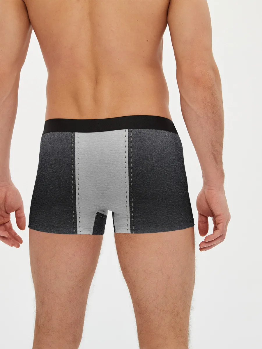 Мужские трусы боксеры / Черно белая кожа