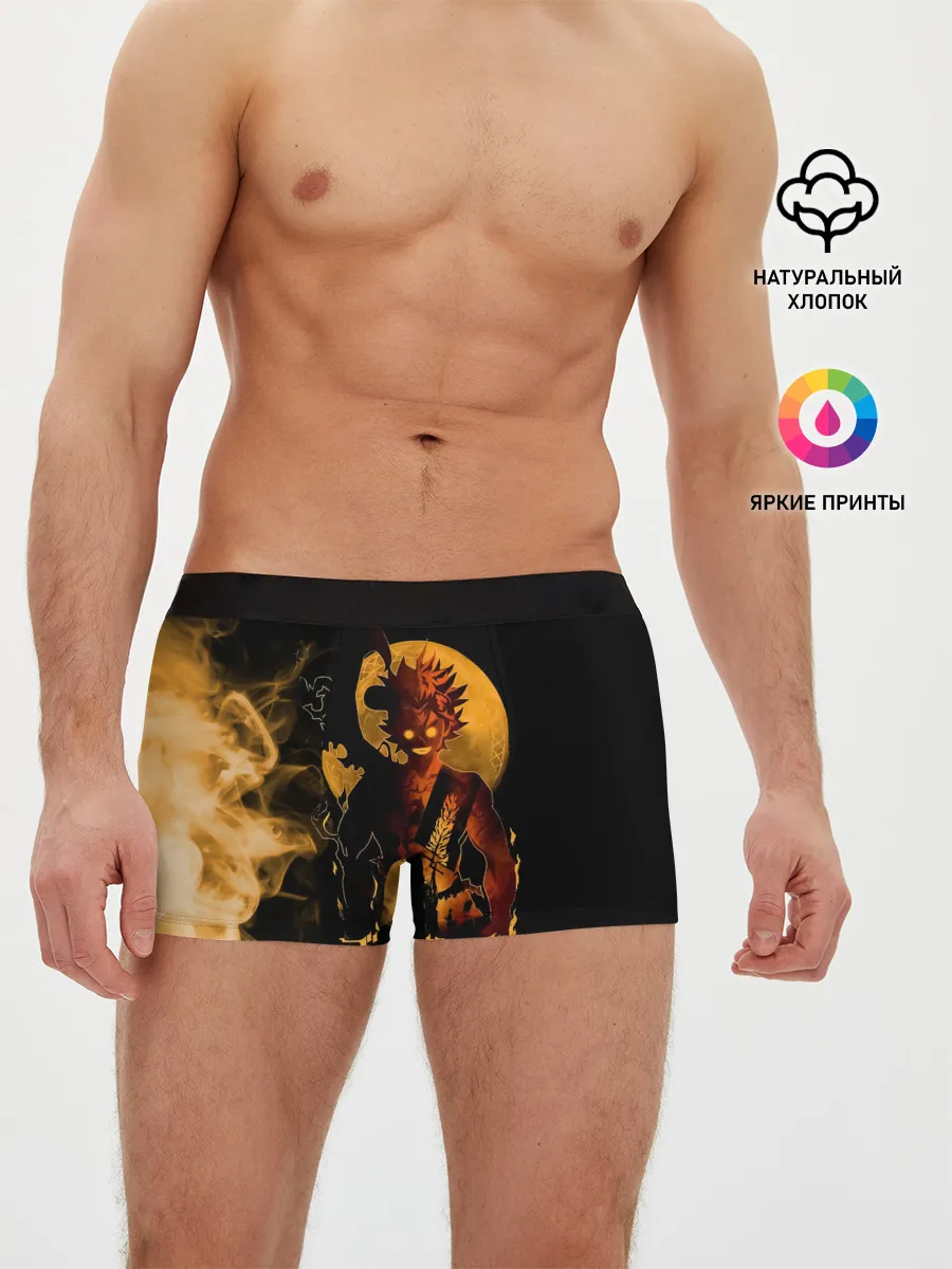 Мужские трусы боксеры / Чёрный клевер Аста желтая луна