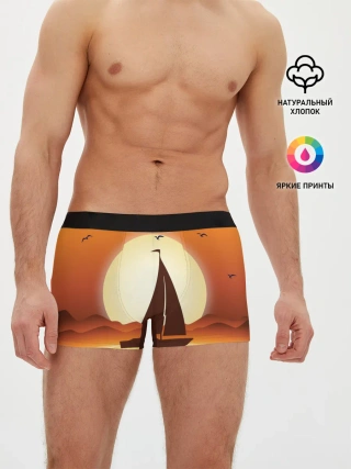 Мужские трусы боксеры / Кораблик на закате
